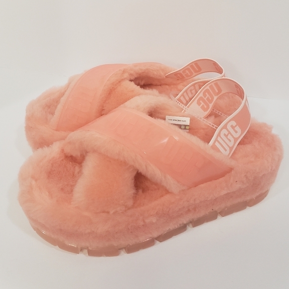 1174- UGG Fluff Yeah Slide Platform Sandals Women’s Size 8 Orange – Never Worn - Picture 4 of 12